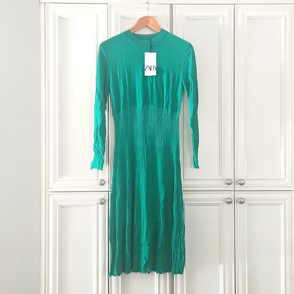 NWT ZARA | Pleated Midi Dress - Picture 10 of 10